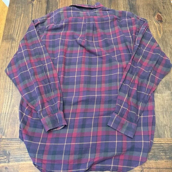 Polo Ralph Lauren Mens XL Purple Plaid Long Sleeve Button Down Shirt, vintage - Picture 5 of 5